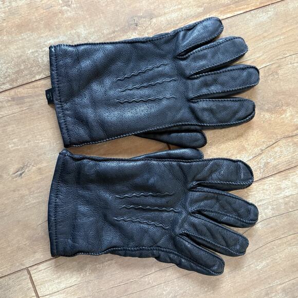 Eddie Bauer Men’s XL Deerskin Leather Gloves Thinsulate Lined Black Winter Warm - Picture 1 of 5